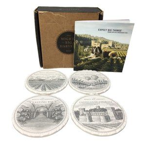 (4) NAPA Castello Di Amorosa COASTERS Absorbent Ceramic The Mighty Big Harvest
